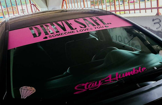 Custom Windshield Banner Your Text Cut Out / Or on Separate Decal / Blank Color / - JDM KDM Car Tunning - Truck SUV - Japanese Strip Visor